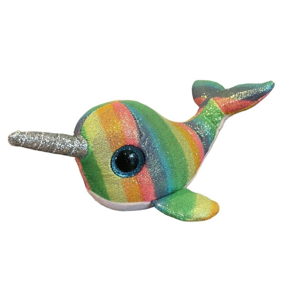 Ty Beanie Boos Nori The Narwhal Plush Whale Rainbow Shimmer Stuffed plush toy